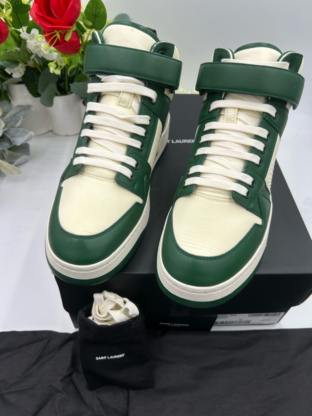 Men's Saint Laurent LAX high top leather sneakers size 42/9 US made in Italy - Picture 5 of 12